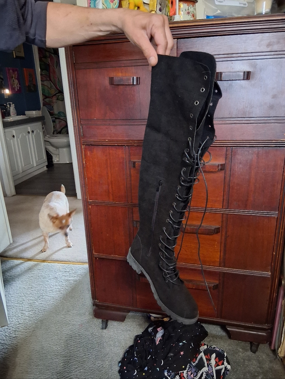 Black Over-the-Knee Lace-Up Women's Boot
